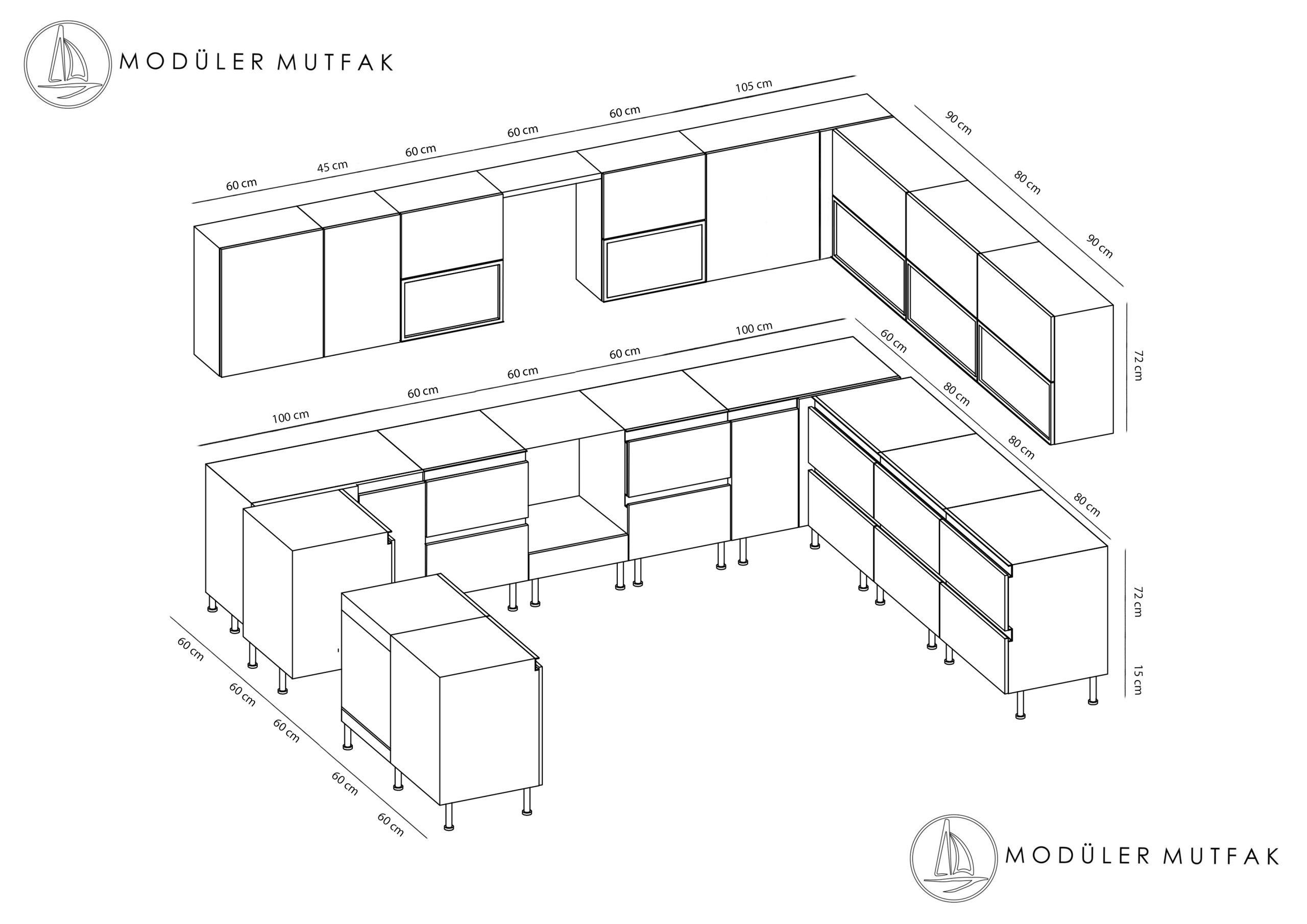 U Tipi Hazır Mutfak Dolabı- Model053 - Görsel 10