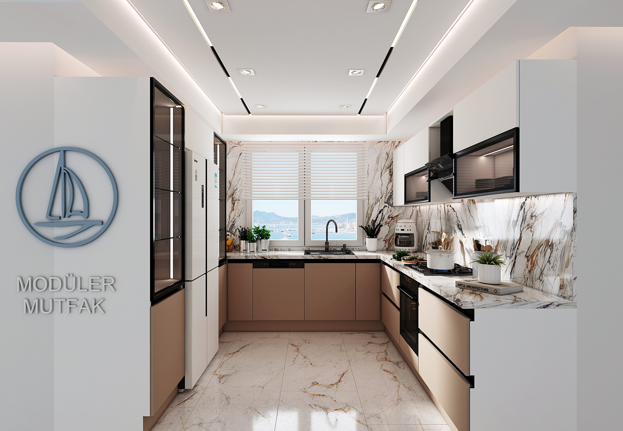 U Formlu Hazır Mutfak Dolabı- Model052